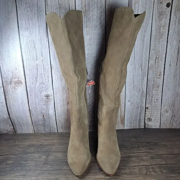 Blondo Wrangle Waterproof Wester Knee High Boot Women's Sz 7.5 Taupe Suede (NWT) - Picture 2 of 9